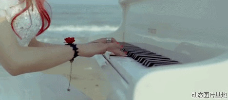 海边弹钢琴图片