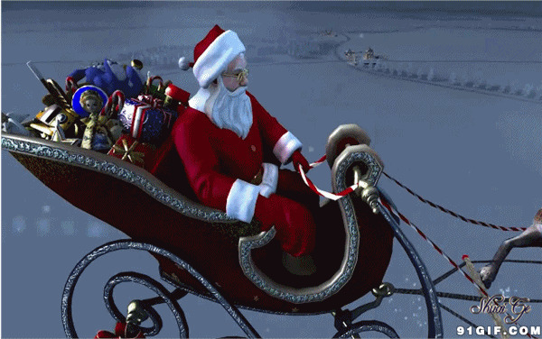 圣诞老人坐车动态图片
