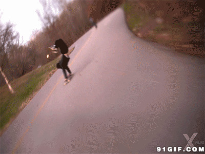 牛人倒立公路滑滑板图片