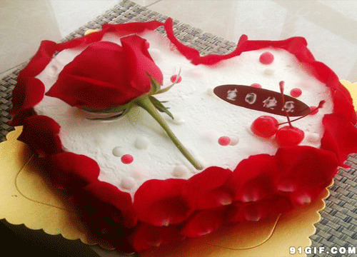 玫瑰花瓣蛋糕动态图片