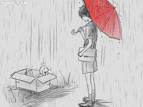 雨中可怜小狗卡通图片