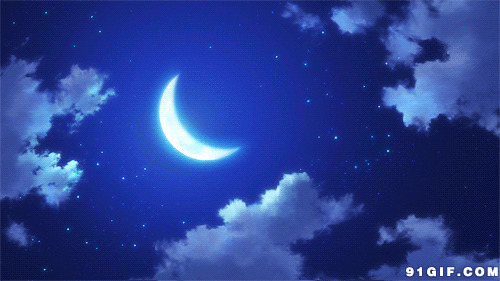 夜空中唯美的弯月图片