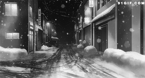 大雪纷飞的街道图片