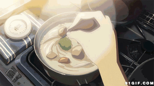 揭开锅搅拌食物卡通动态图