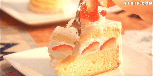 刀叉吃蛋糕动态图片