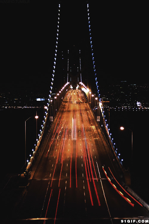 美丽的高架桥夜景动态图