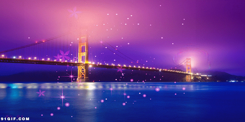 跨海大桥灯光唯美图片