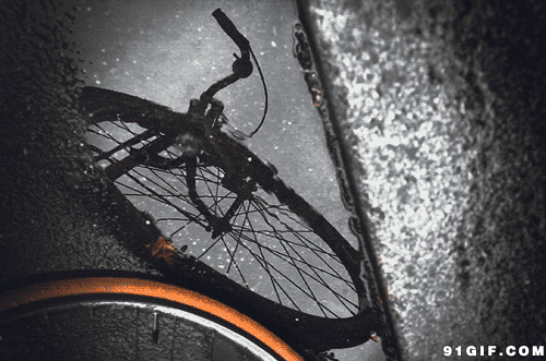 单车和滴落的雨水唯美动态图