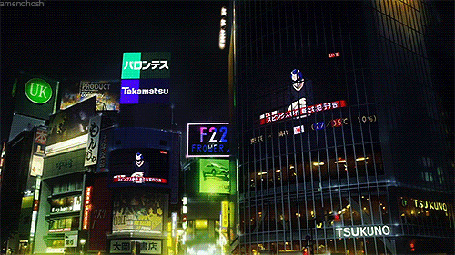 日本城市夜景卡通图片