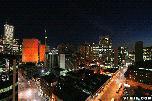城市白天黑夜景色图片