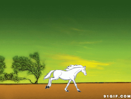 白马奔跑动漫图片