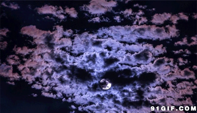 夜空乌云遮月gif图片