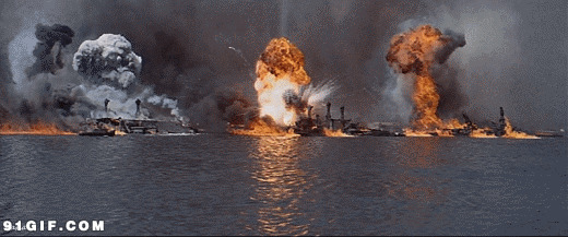 海上舰船爆炸gif图片
