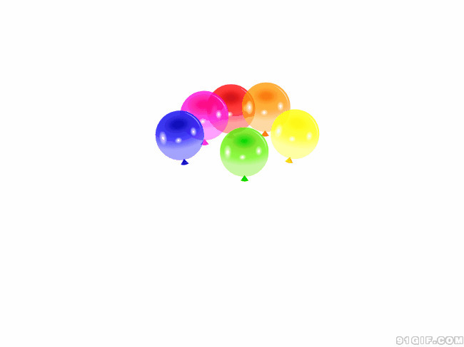 升空的彩色气球闪图