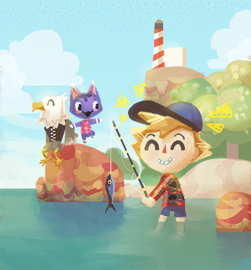 小男孩钓鱼动画图片