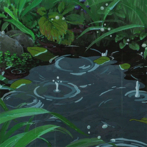 雨水滴在小溪里动画图片