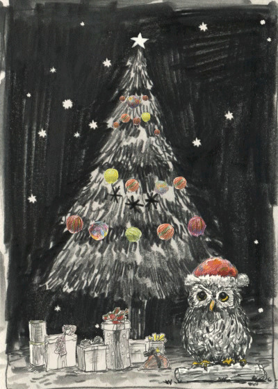 圣诞树简笔素描gif图