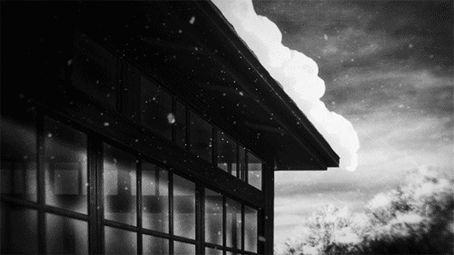 屋顶积白雪动画图片