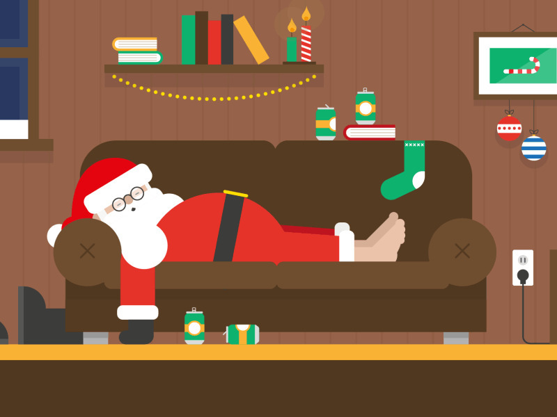 圣诞老人睡大觉动画图片