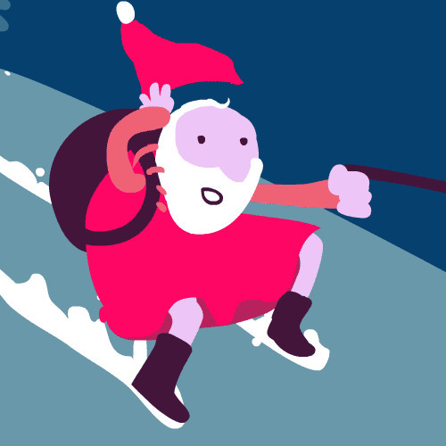 圣诞老人滑雪动画图片