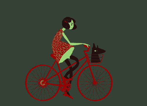 女人踩单车动画图片