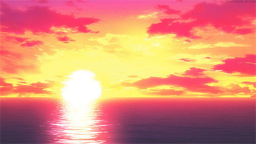 太阳落山的晚霞动画图片