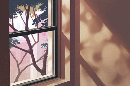 窗外透过暖暖的阳光动画图片