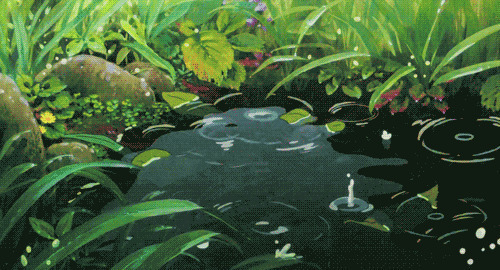 水滴在池塘里跳跃动画图片