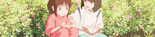 两位卡通女孩坐在花丛边看书GIF图片