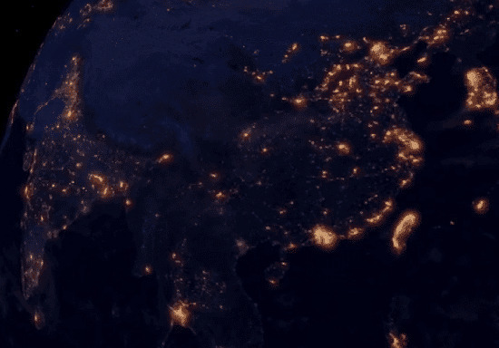 太空看地球夜景GIF图片