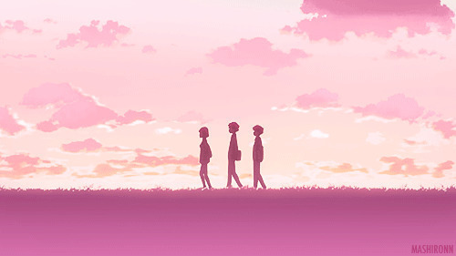 三个女孩行走动画图片