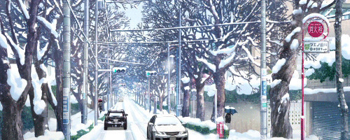 雪天道路行车动画图片