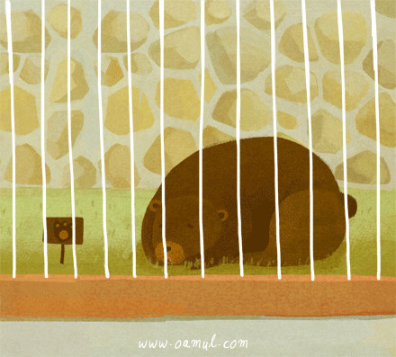 关在笼子里的狗熊动画图片