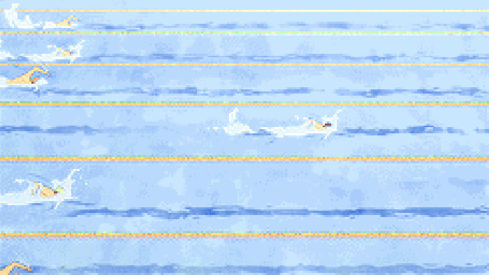 卡通游泳比赛GIF图