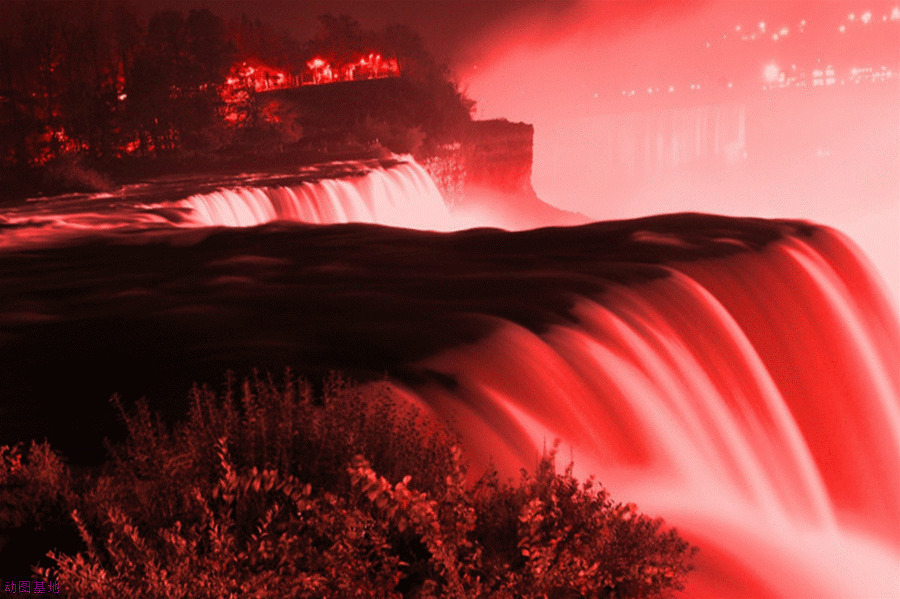 3D红色瀑布唯美动态图片