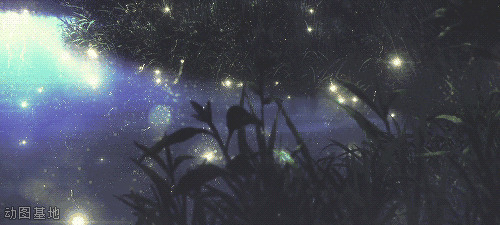 夜晚湖边的萤火虫动态图片