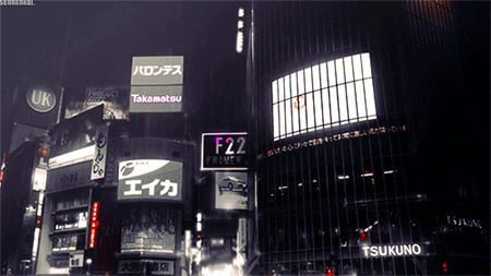夜晚下雨的街头动画图片