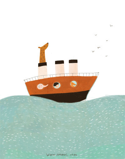 海中航行的大轮船简笔画动态图片