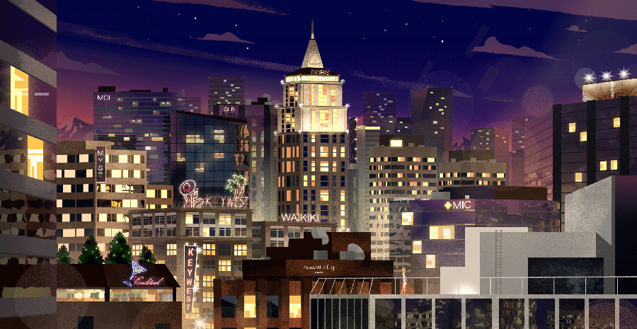 城市灯光夜景动画图片
