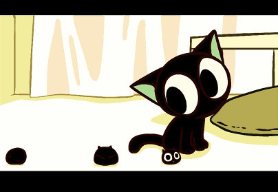 一只卡通小黑猫尾巴变成玩具gif图片