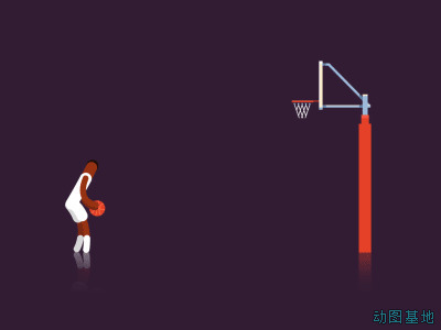 卡通男孩头篮球进栏的潇洒动作gif图片