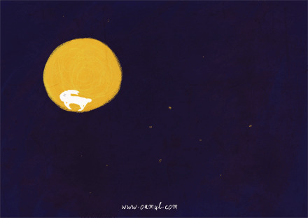 玉兔奔跑在月亮动画图片