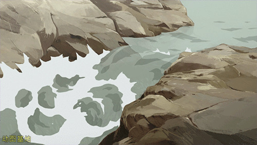 海浪冲刷着岩石动画图片